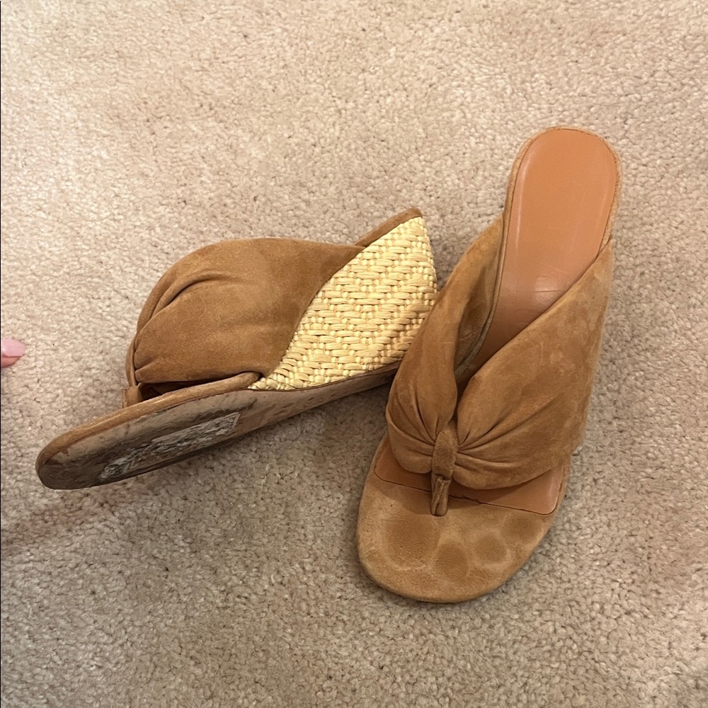 Tan Suede Staud Wedge Sandals